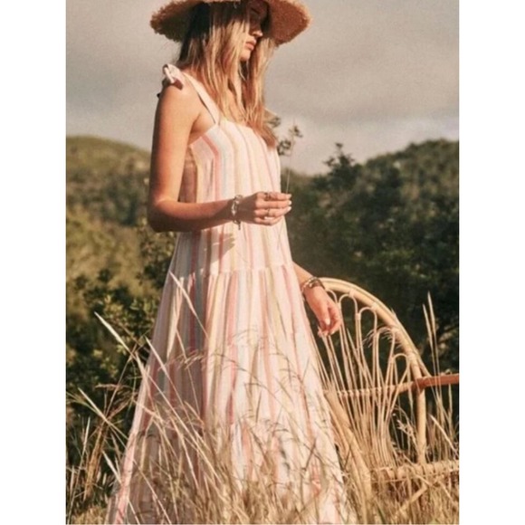 Sezane Dresses & Skirts - Sezane Pink and Cream Striped Maxi Dress